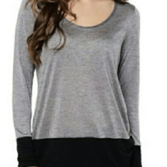 Vince Womens Gray Colorblock Long Sleeve Casual Top Size Large - Picture 4 of 8